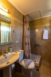 a bathroom with a sink and a toilet and a shower at Allaria villa in Margarítai