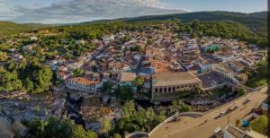 an aerial view of a city with a town at Casa Villa Serrano in Lençóis