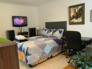 a bedroom with a bed and a television in it at Coz Bachelor Pad in Randburg in Johannesburg