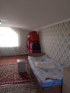 - une petite chambre avec un lit dans l'établissement Myrza, à Kasymbek