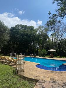 basen w parku z niebieskim w obiekcie Wilderness Seekers Ltd Trading As Mara River Camp w mieście Aitong