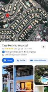 a screenshot of a cell phone with a map of a house at Casa Peixinho - Reserva Imbassaí 3 suítes in Imbassai