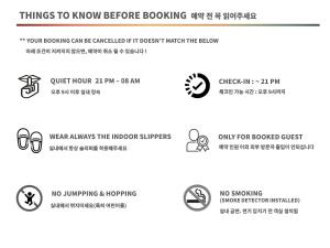 a screenshot of a screen showing the different things to know before booging at Swa Tailored Serviced Home Near Gwanggyo Stn in Suwon