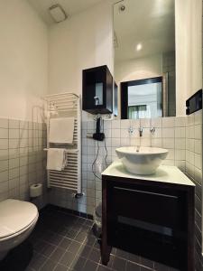 a bathroom with a sink and a toilet at Hotel BRASSERIE in Erlangen