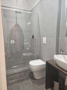 ein Bad mit einer Dusche, einem WC und einem Waschbecken in der Unterkunft R.C. Vatican View in Rom