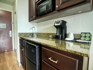 a kitchen with a sink and a coffee maker at Treasure Bay Resort & Marina in St. Pete Beach