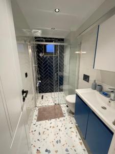 Un baño con ducha, inodoro y lavabo. en ARC HOUSE, en Estambul 77 fotos más