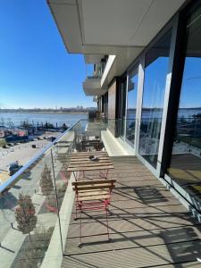 Balkoni atau teres di River View Belgrade Waterfront Luxury Appartment