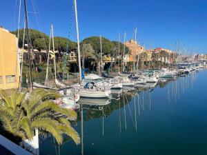 a bunch of boats docked in a marina at Duplex sur Marinas Cap d'Agde in Cap d'Agde