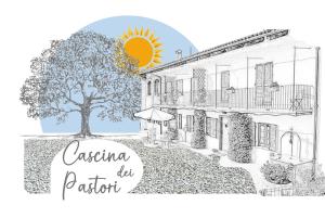 a drawing of a house with a tree at Casa Francesca Malpensa Milano in Busto Arsizio