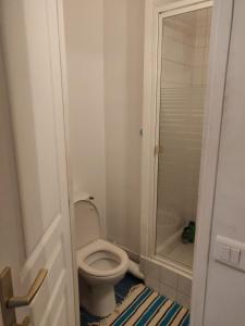 een badkamer met een toilet en een douche bij Cozy Gateaway in Neuilly-sur-Seine