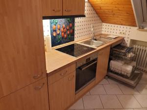 a kitchen with a sink and a counter top at Haus Irmgard in Zell am Harmersbach