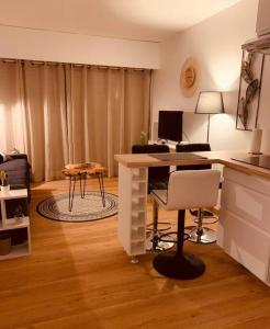 Μια τηλεόραση ή/και κέντρο ψυχαγωγίας στο Studio du port avec terrasse, parking privatif, piscine dans résidence , wifi, ménage compris +17 φωτογραφίες