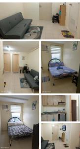 four pictures of a room with two beds in it at Deca Homes Staycation in Manila