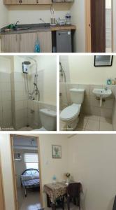 two pictures of a bathroom with two toilets and a sink at Deca Homes Staycation in Manila