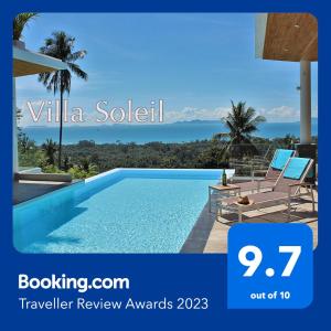 um sinal para uma villa num resort com piscina em Luxury Seaview with Private Pool em Nathon