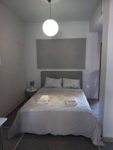 um quarto com uma cama com duas toalhas em P.S. Attiki em Atenas