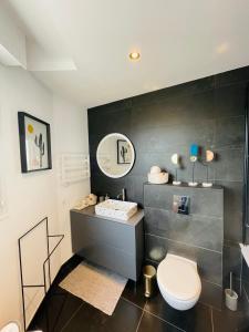 een badkamer met een toilet en een wastafel bij Lille / Marcq Au cœur du Croisé Laroche in Marcq-en-Baroeul