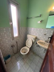 a bathroom with a toilet and a sink at Hotel Sweet Dreams thamel kathmandu in Kathmandu