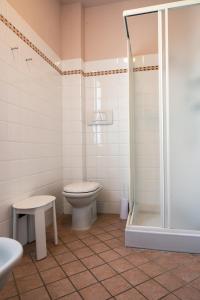 a bathroom with a toilet and a shower at Agriturismo San Michele di Danio Giovanni in Dolcedo