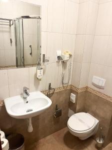łazienka z umywalką i toaletą w obiekcie Hotel Logos w Gdańsku