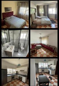 une série de quatre photos d'une chambre dans l'établissement Precioso Apartamento en tetouan, à Tetouan