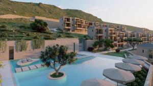 una representación de un complejo de apartamentos con piscina en Elios Hill en Hersonissos