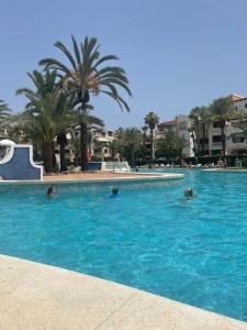 a group of people swimming in a swimming pool at Apartment Cura in Torrevieja