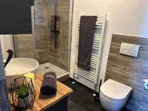 Ένα μπάνιο στο Ferienhaus Kleeblatt