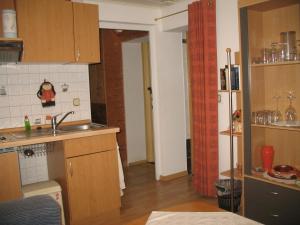 eine Küche mit einer Spüle und einer Arbeitsplatte in der Unterkunft Haus Edith Kempa in Sankt Aldegund