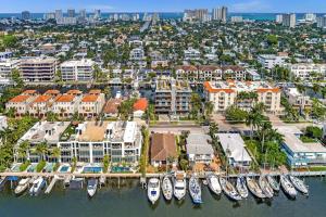 an aerial view of a harbor with boats in the water at Front unit A Charming 2 Bedroom las Olas apt in Fort Lauderdale