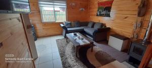 salon z kanapą i telewizorem w obiekcie Casa independiente en Futrono w mieście Futrono