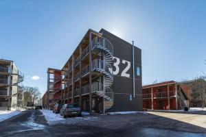 a building with the number on the side of it at Comfy Studio easy to commute in Stockholm