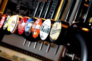 a row of pins lined up on a bench at The Southern Belle in Brighton & Hove