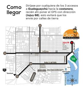 un diagrama de un mapa de una ciudad en La Casona en Gualeguaychú