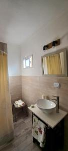 een badkamer met een wastafel en een spiegel bij Azahares de Tandil in Tandil
