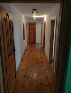 an empty hallway with wooden floors and doors at Appartment in Nida in Nida