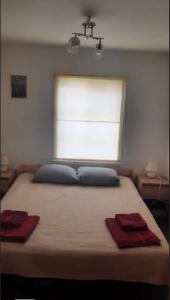 a bedroom with a bed with two towels on it at Appartment in Nida in Nida