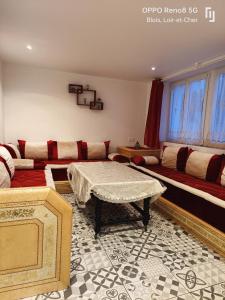 a living room with a couch and a table at Appartement avec Terrasse in Blois