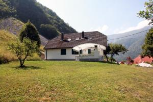 uma casa no topo de uma colina com um campo de relva em Apartment Pri Leju em Srpenica