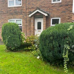 two large bushes in front of a house at St James House in Scunthorpe