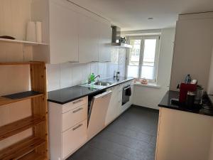 Kuchyň nebo kuchyňský kout v ubytování charmante 3,5 Zimmer Wohnung in Bauernhaus + 15 fotografií