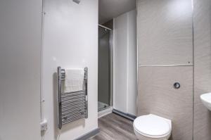 a bathroom with a toilet and a sink at #82 Phoenix Court By DerBnB, Modern 1 Bedroom Apartment, Wi-Fi, Netflix & Within Walking Distance Of The City Centre in Sheffield