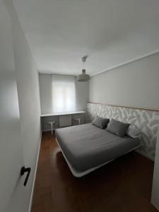een slaapkamer met een bed met twee kussens erop bij Piso acogedor cerca del centro. in Burgos