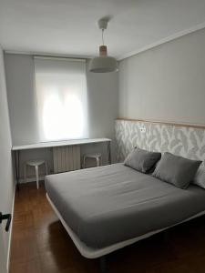 een bed in een kamer met een bureau en een bed sidx sidx sidx bij Piso acogedor cerca del centro. in Burgos +14 foto's