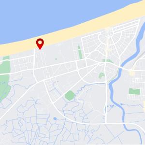 a map of the city with a red marker at Studio cocooning petite vue mer in Cabourg