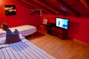 Televízia a/alebo spoločenská miestnosť v ubytovaní Zia Letizia