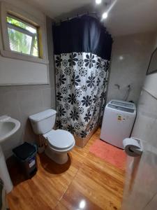 a bathroom with a toilet and a sink at Cabañas Emanuel in Chonchi