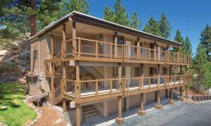 a large wooden house with a large deck at Worldmark Lake Tahoe in Stateline