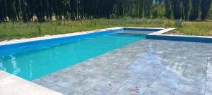 - une piscine d'eau bleue dans un champ dans l'établissement Domos ambar Malargüe, à Malargüe